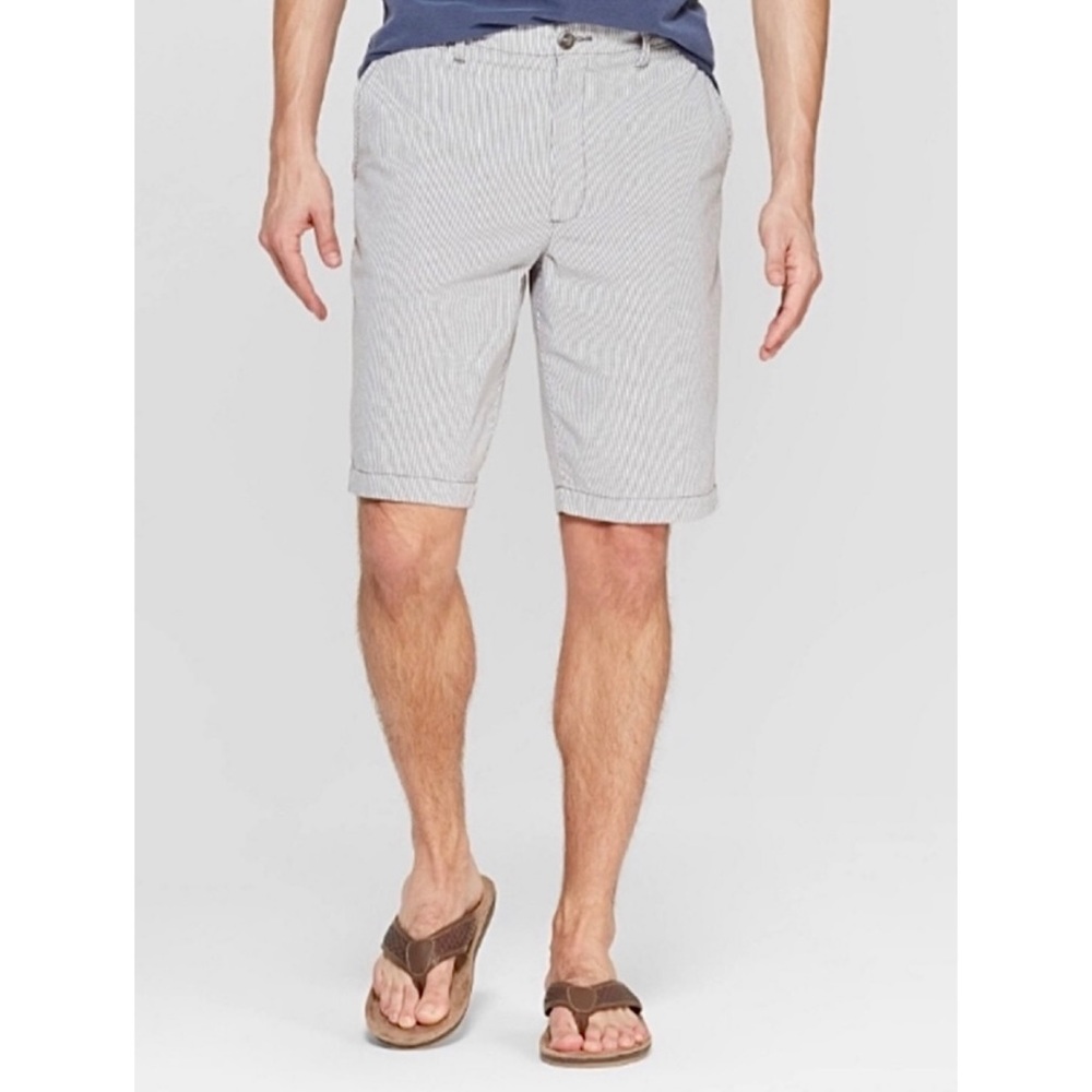 GOODFELLOW & CO • Grey Striped Flat-Front Linden Shorts, W30 - Picture 13 of 13